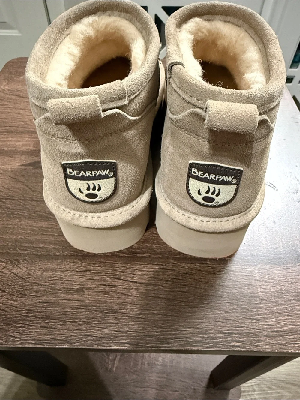 BearPaw Women's Suede Plush-Lined Slip-On Booties - Cream